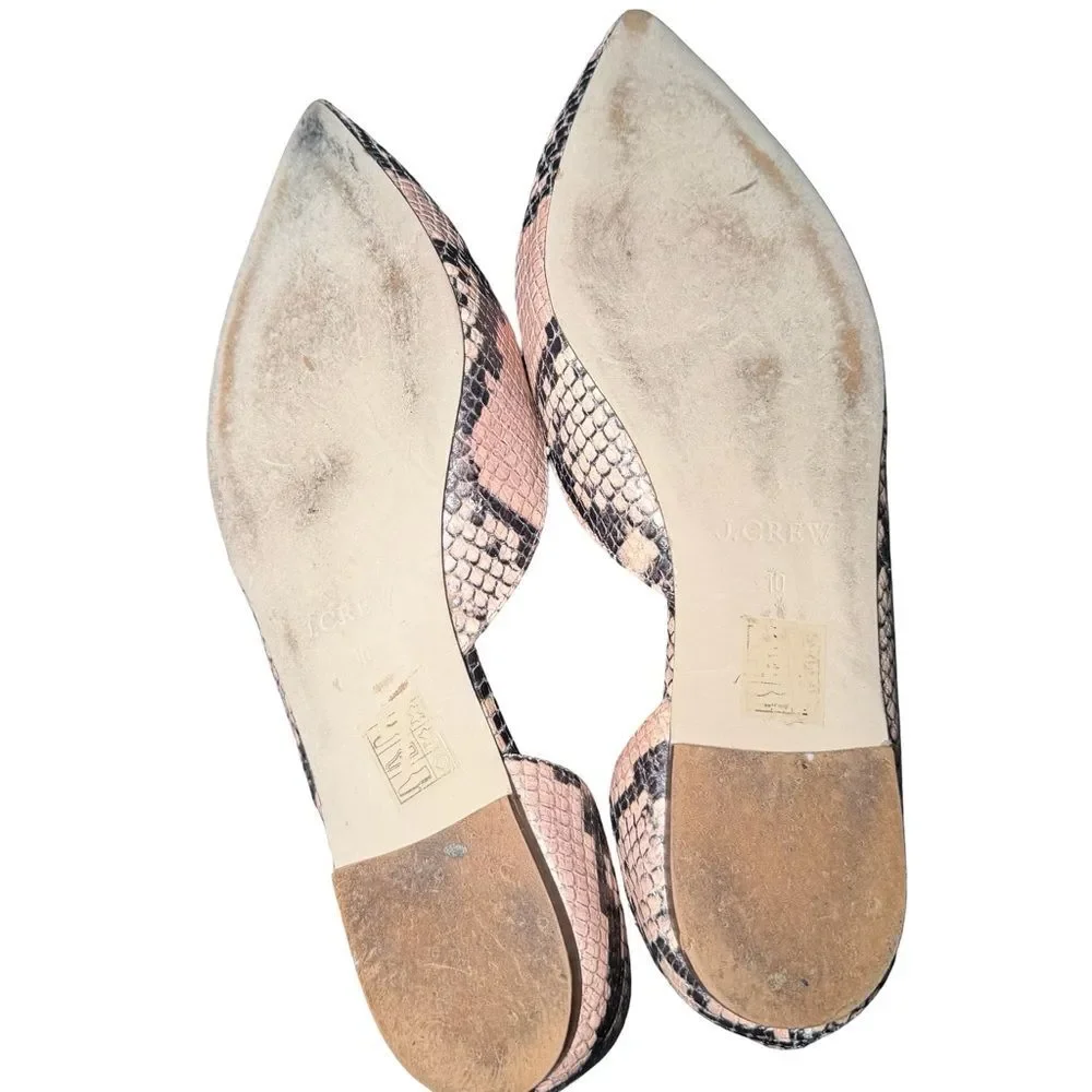 J. Crew Audrey Snake Skin D'Orsay Flats Size 10